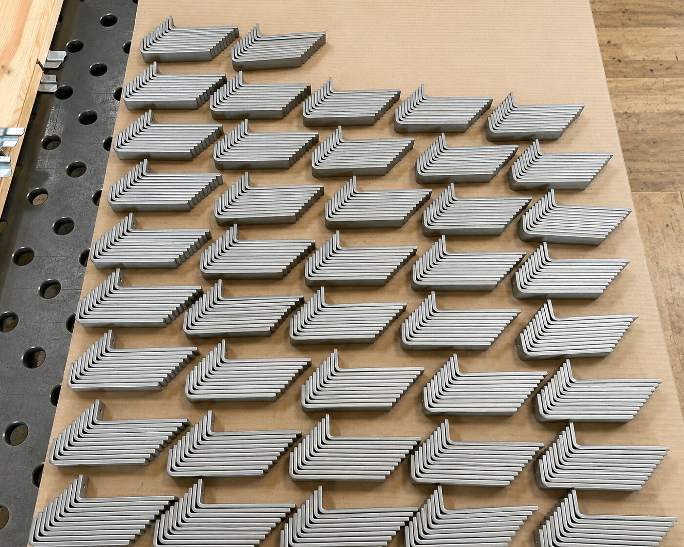 Serial small bent brackets and clips